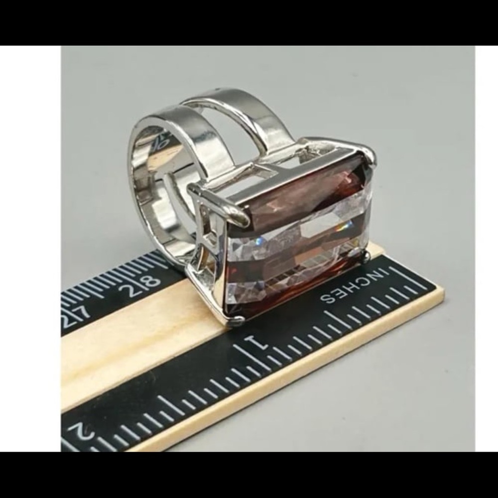 Henribendel Ring Size 6 Large Rectangular Crystal… - image 3